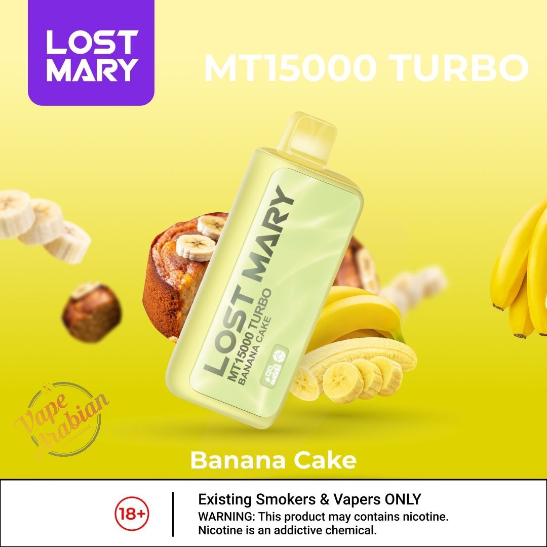 Lost mary mt15000 puffs - banana cake - disposable vape - vapes uae