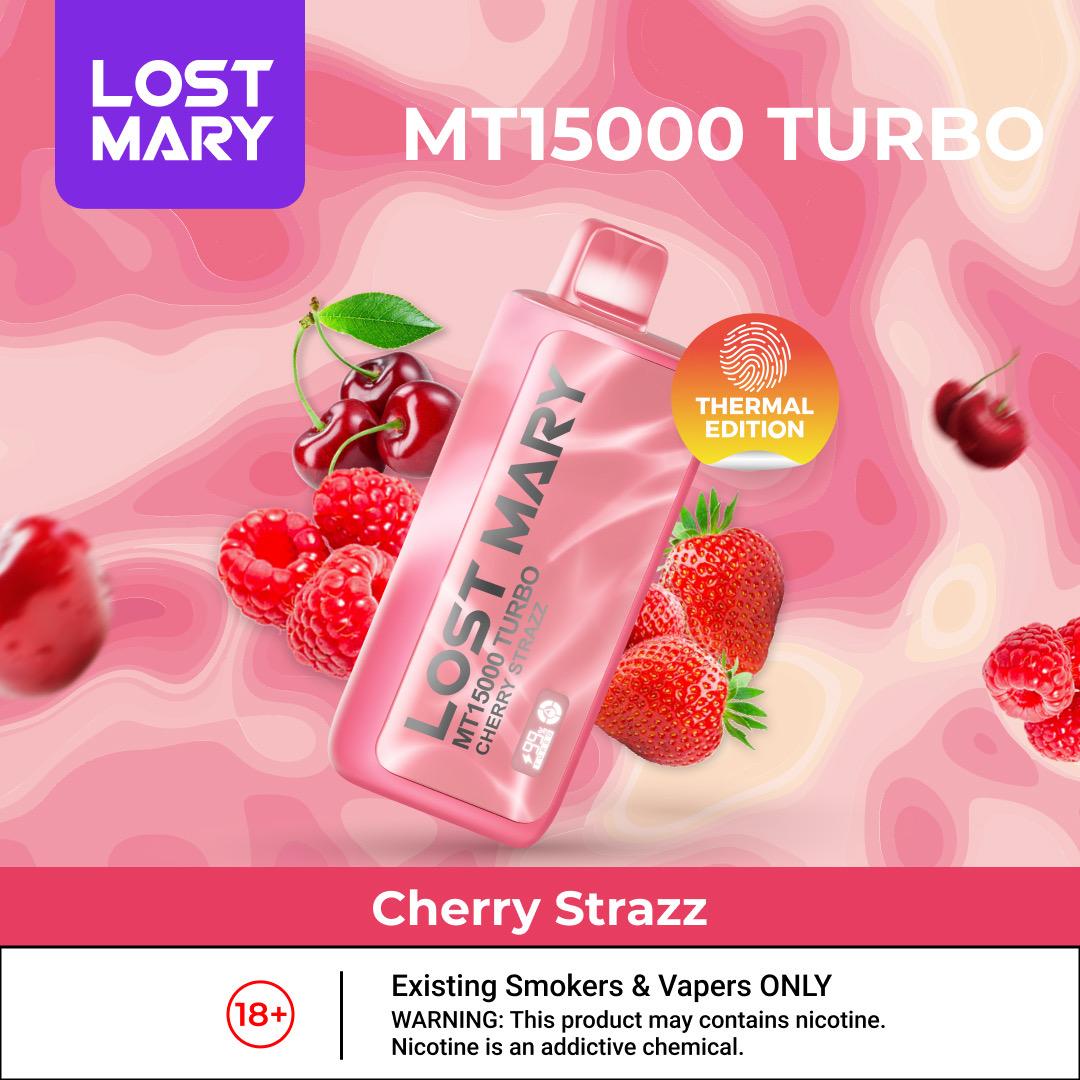 Lost mary mt15000 puffs - cherry straz - disposable vape - vapes uae