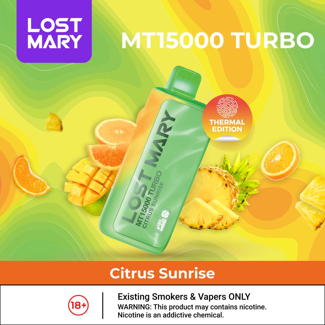 Lost mary mt15000 puffs - citrus sunrise - disposable vape - vapes uae