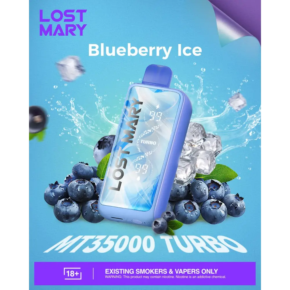 Lost Mary Mt35000 Puffs Disposable Vape - Blueberry Ice - Disposable Vape - Vapes Uae