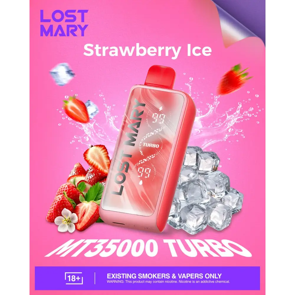 Lost Mary Mt35000 Puffs Disposable Vape - Strawberry Ice - Disposable Vape - Vapes Uae