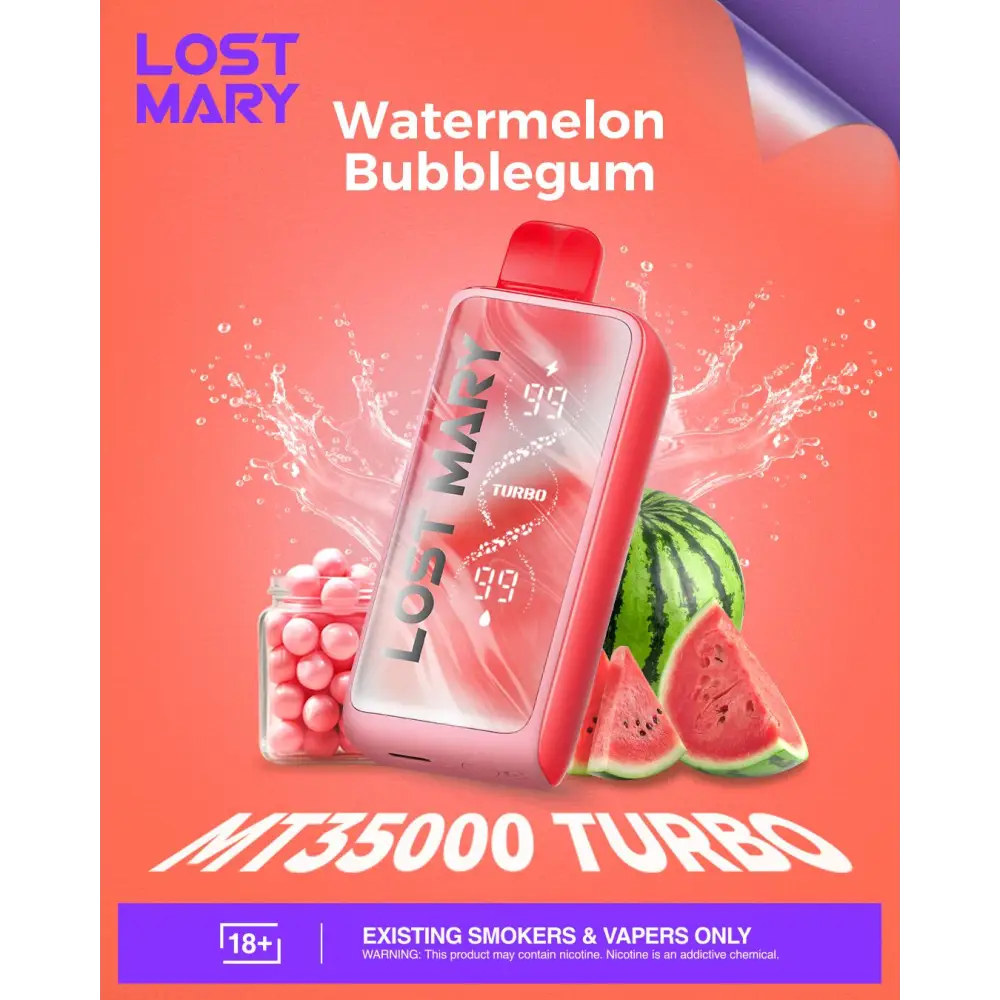 Lost Mary Mt35000 Puffs Disposable Vape - Watermelon Bubble Gum - Disposable Vape - Vapes Uae