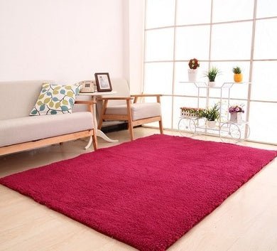 Luxurious soft shag area rug - plush neutral carpet for living room bedroom & entryway - wine red / 40x60cm - home &