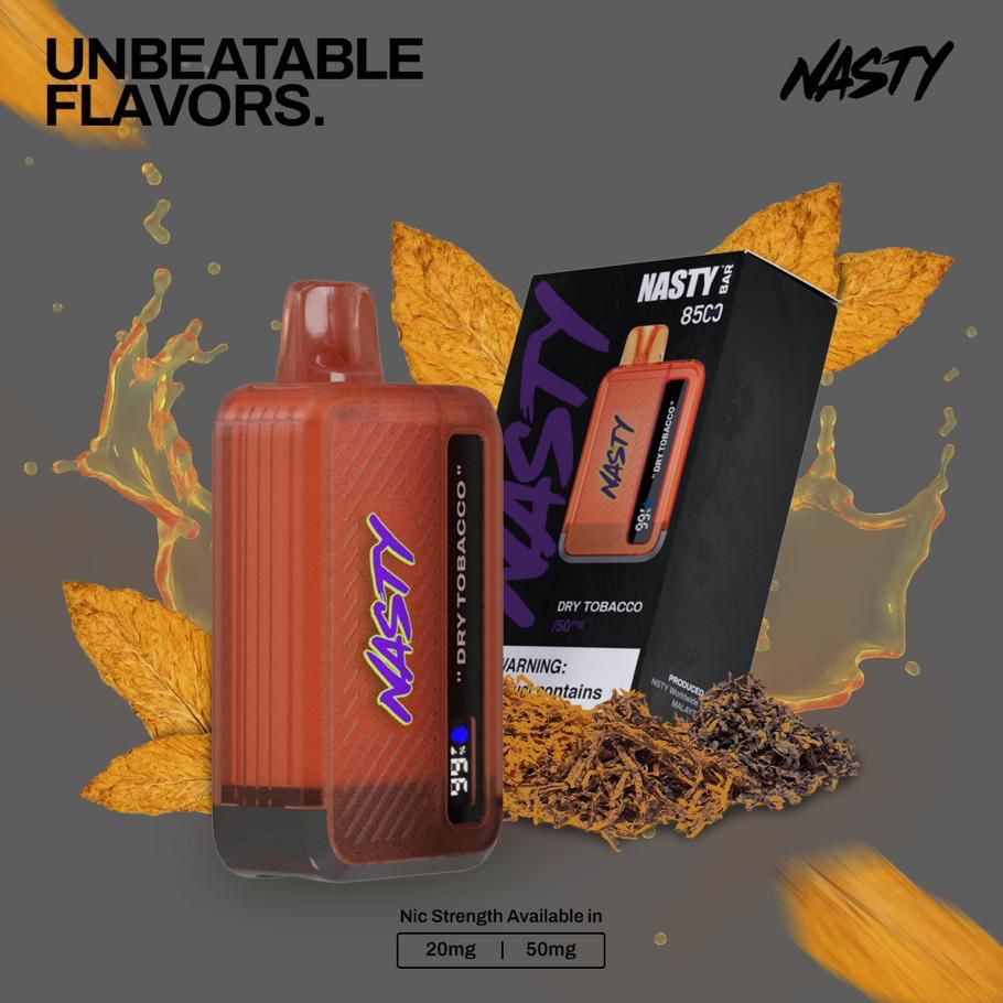 Nasty bar 8500 puffs - dry tobacco / 50mg (5% ) - disposable vape - vapes uae