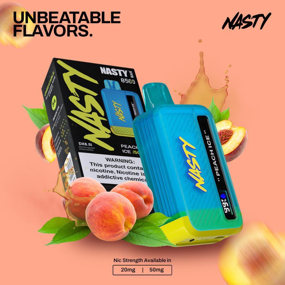 Nasty bar 8500 puffs - peach ice / 50mg (5% ) - disposable vape - vapes uae