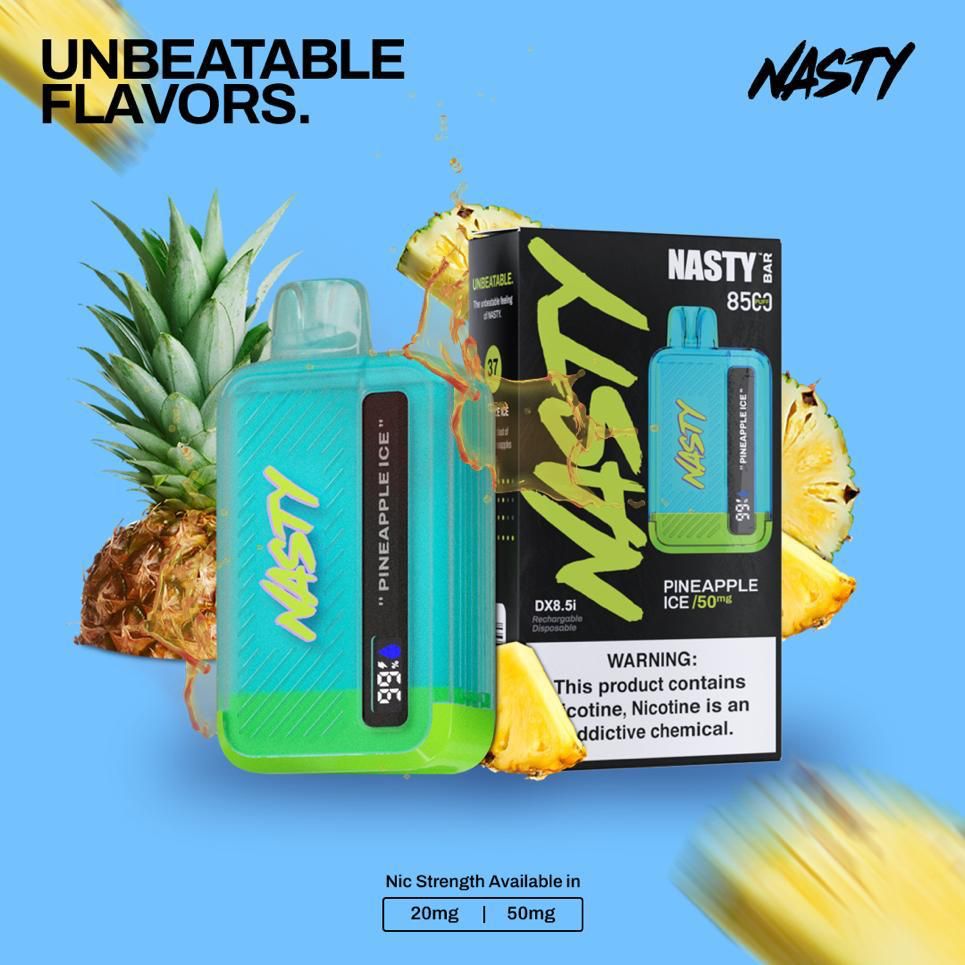 Nasty bar 8500 puffs - pineapple ice / 50mg (5% ) - disposable vape - vapes uae