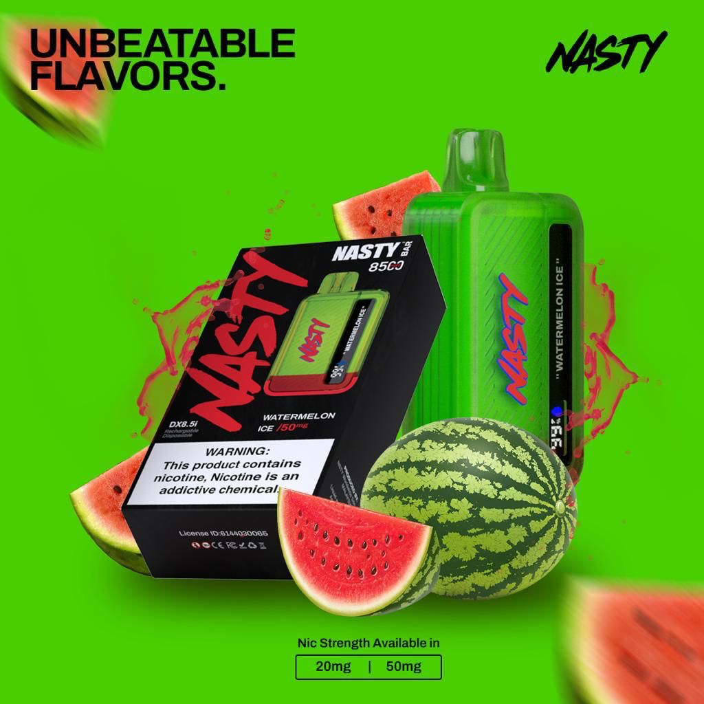 Nasty bar 8500 puffs - watermelon ice / 50mg (5% ) - disposable vape - vapes uae