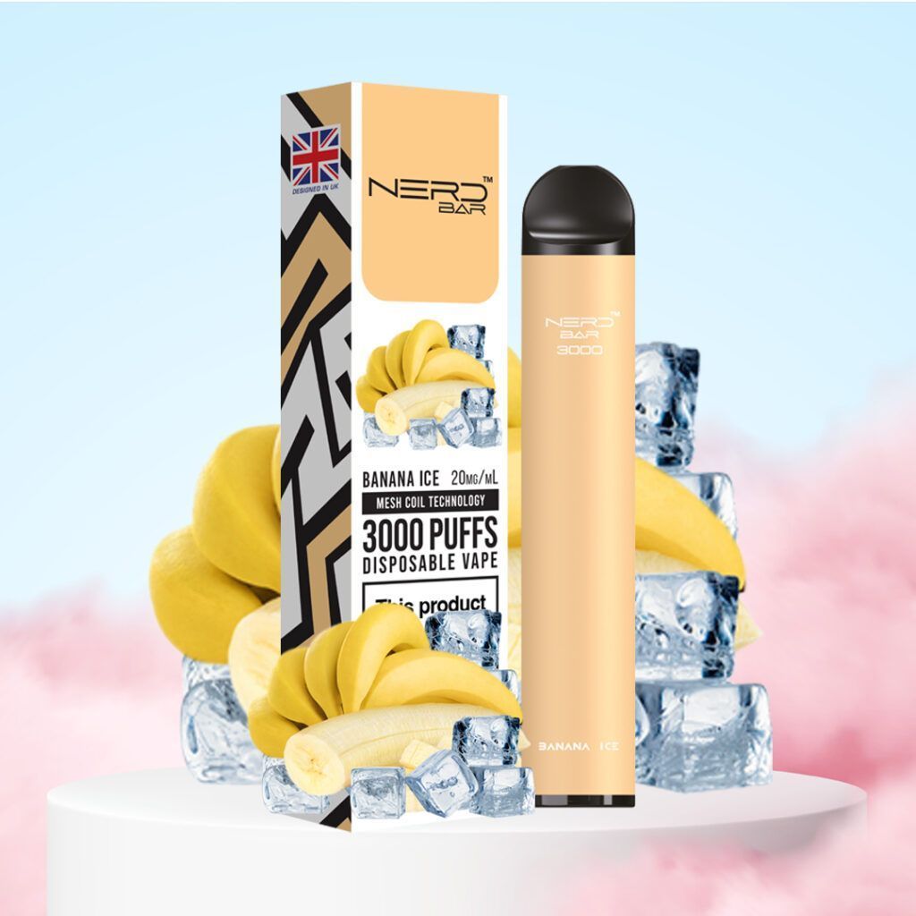 Nerd bar 3000 puffs - banana ice - disposable vape - vapes uae