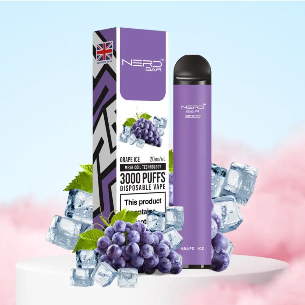 Nerd Bar 3000 Puffs - Grape Ice - Disposable Vape - Vapes Uae