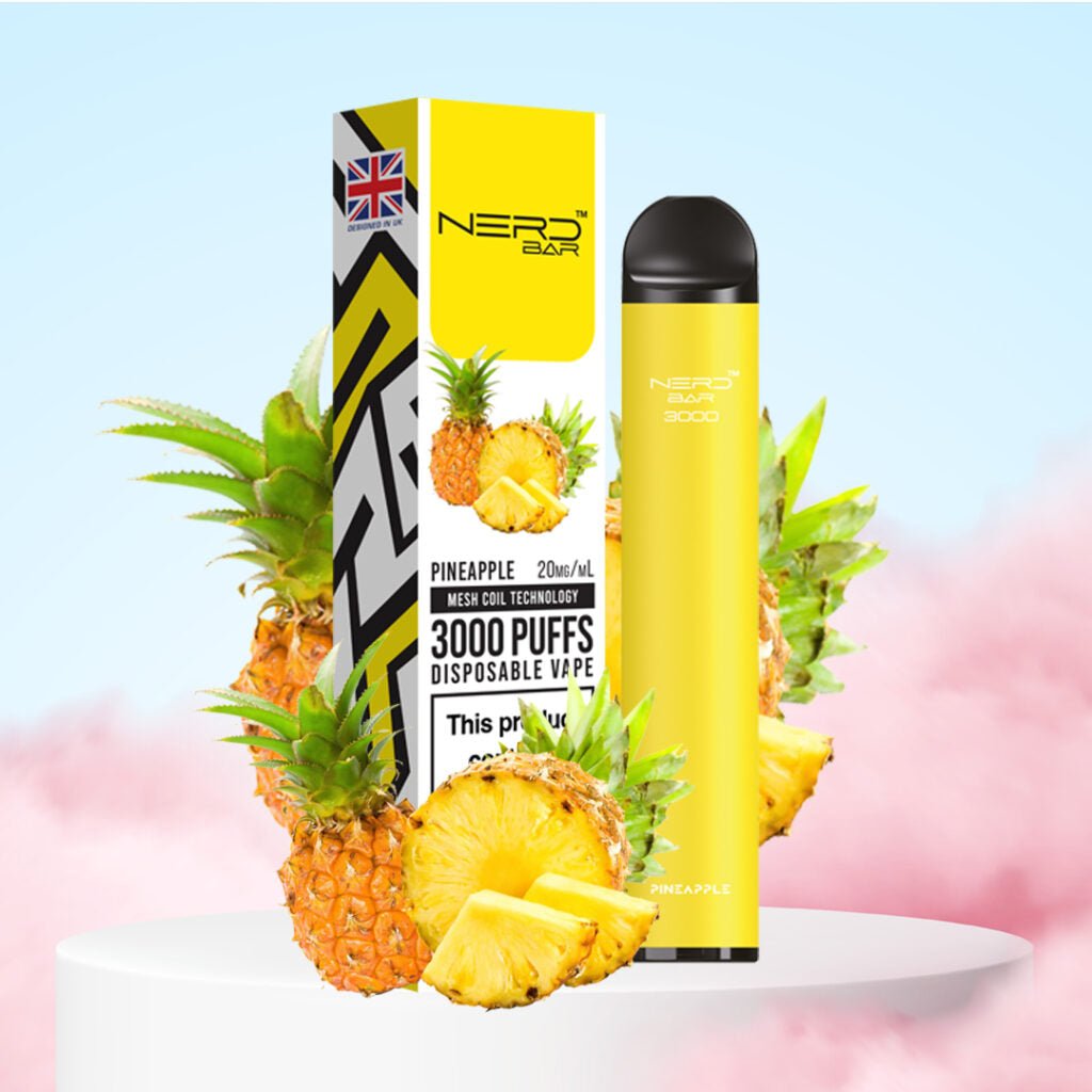 Nerd bar 3000 puffs - pineapple - disposable vape - vapes uae