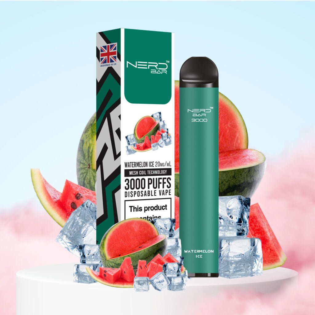 Nerd bar 3000 puffs - watermelon ice - disposable vape - vapes uae