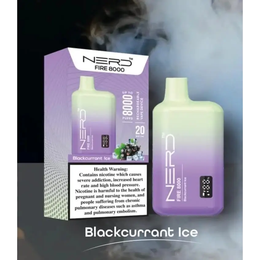 Nerd Fire 8000 Puffs - Blackcurrant Ice / 20mg (2% ) - Disposable Vape - Vapes Uae