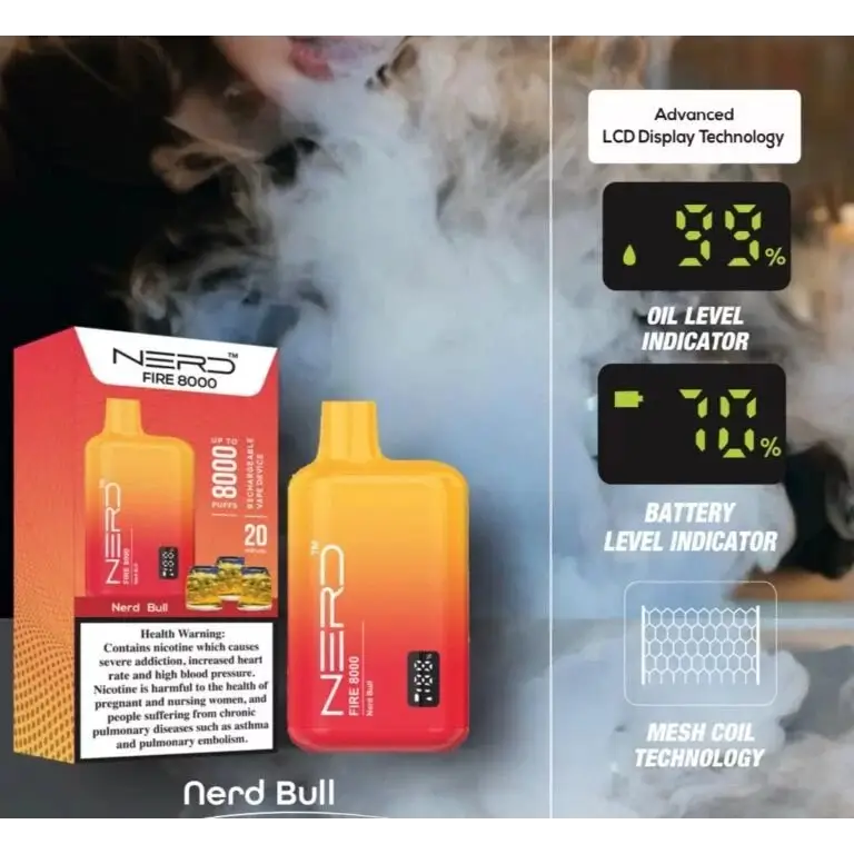 Nerd Fire 8000 Puffs - Nerd Bull / 20mg (2% ) - Disposable Vape - Vapes Uae