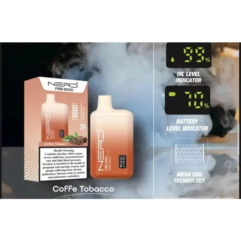 Nerd Fire 8000 Puffs - Coffee Tobacco / 20mg (2% ) - Disposable Vape - Vapes Uae