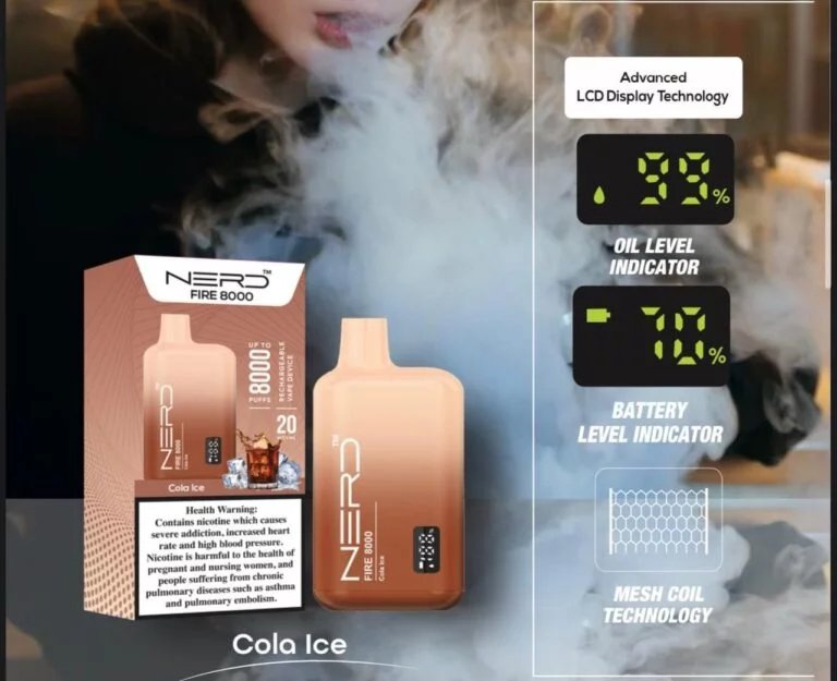 Nerd fire 8000 puffs - cola ice / 20mg (2% ) - disposable vape