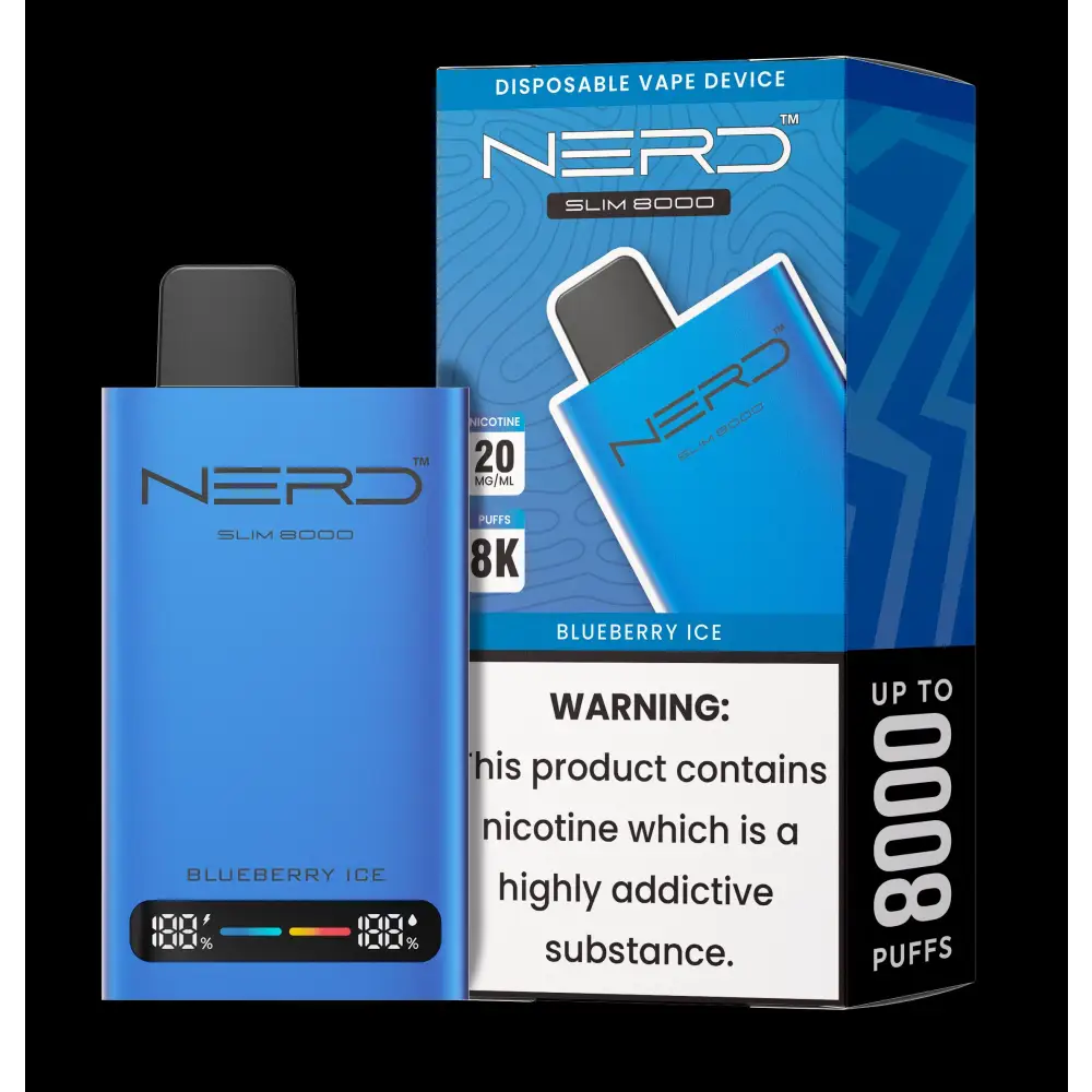 Nerd Slim 8000 Puffs Disposable - Blueberry Ice - Disposable Vape - Vapes Uae