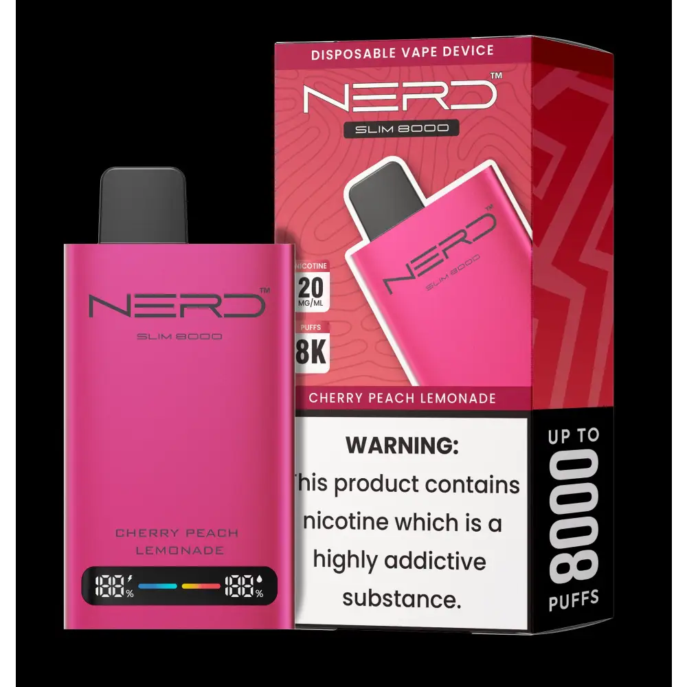 Nerd Slim 8000 Puffs Disposable - Cherry Peach Lemonade - Disposable Vape - Vapes Uae