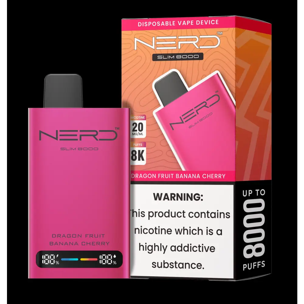 Nerd Slim 8000 Puffs Disposable - Dragon Fruit Banana Cherry - Disposable Vape - Vapes Uae