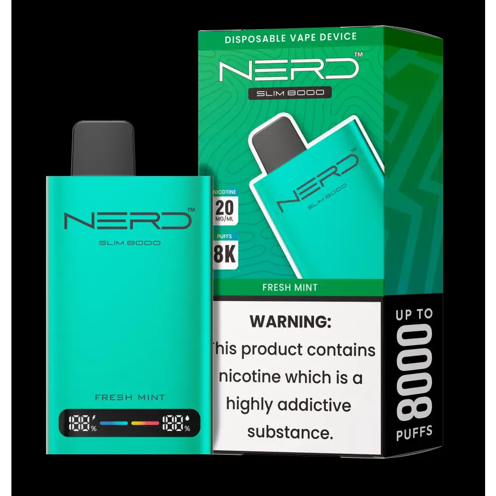 Nerd Slim 8000 Puffs Disposable - Fresh Mint - Disposable Vape - Vapes Uae