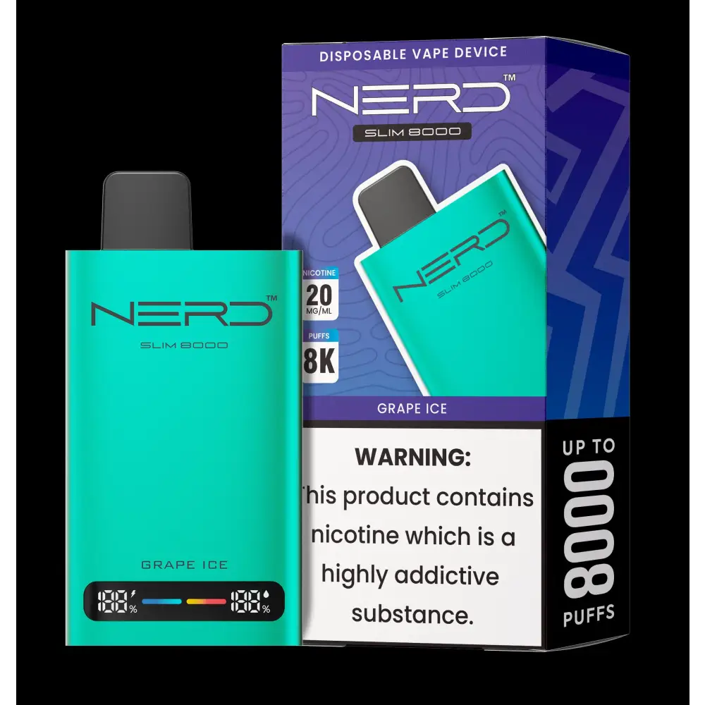 Nerd Slim 8000 Puffs Disposable - Grape Ice - Disposable Vape - Vapes Uae