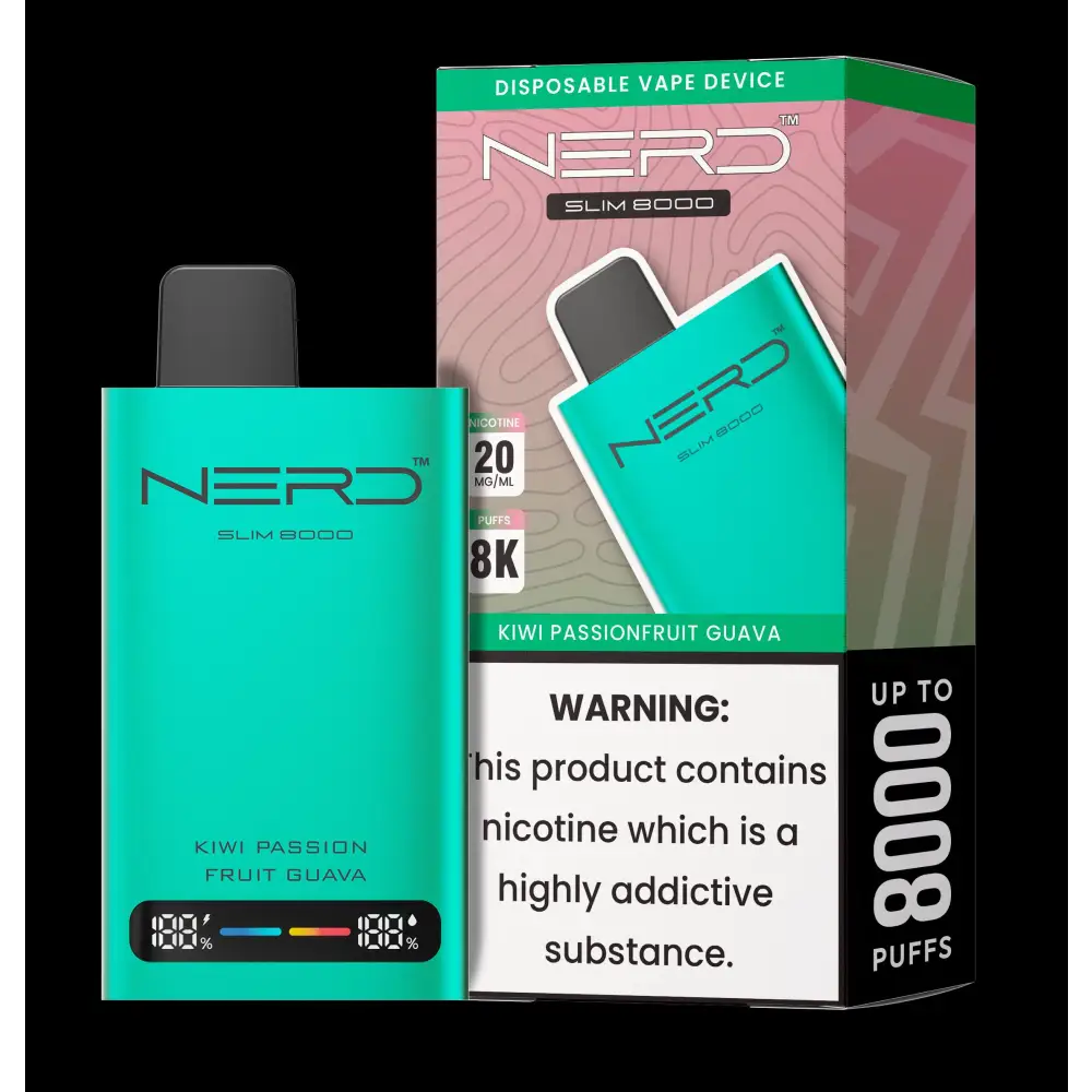 Nerd Slim 8000 Puffs Disposable - Kiwi Passion Fruit Guava - Disposable Vape - Vapes Uae