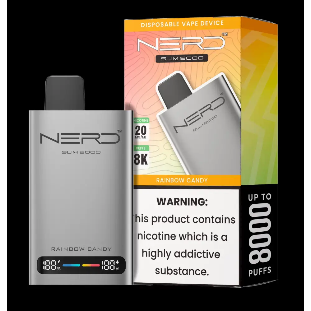 Nerd Slim 8000 Puffs Disposable - Rainbow Candy - Disposable Vape - Vapes Uae