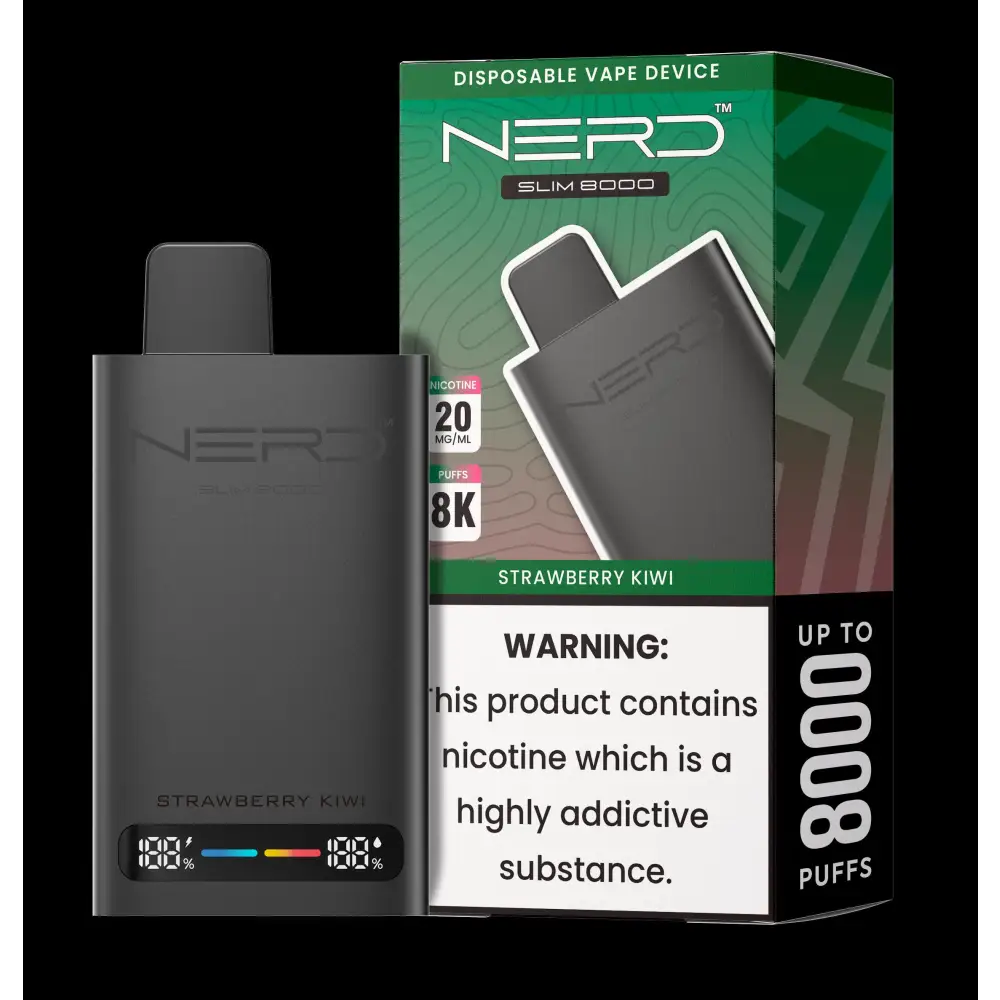 Nerd Slim 8000 Puffs Disposable - Strawberry Kiwi - Disposable Vape - Vapes Uae