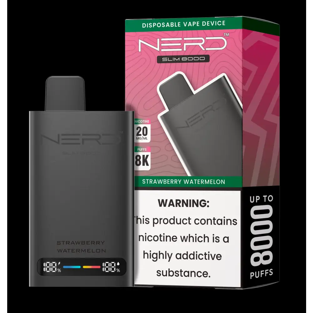 Nerd Slim 8000 Puffs Disposable - Strawberry Watermelon - Disposable Vape - Vapes Uae