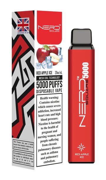 Nerd squar 5000 puffs - red apple ice / 20mg(2% ) - disposable vape