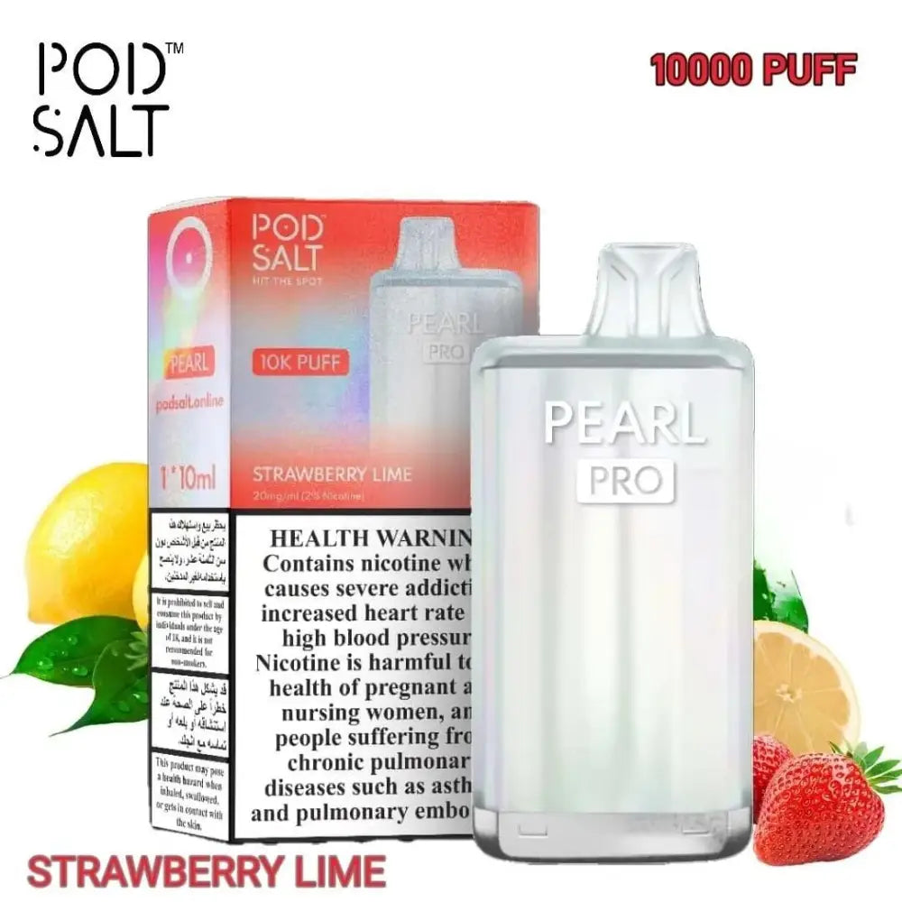 Pod Salt Pearl Pro 10000 Puffs Disposable Vape - Strawberry Lime - Disposable Vape - Vapes Uae