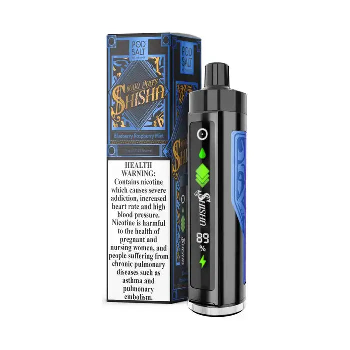 Pod Salt Shisha 15000 Puffs Disposable Vape - Blueberry Raspberry Mint - Disposable Vape - Vapes Uae