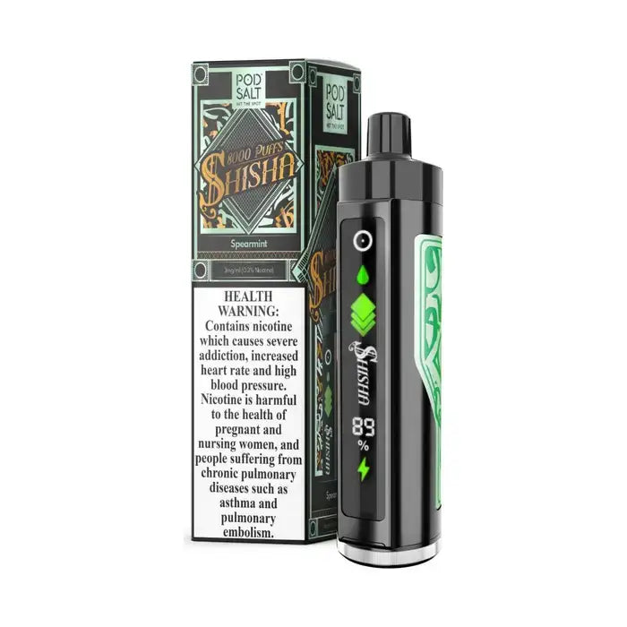 Pod Salt Shisha 15000 Puffs Disposable Vape - Spear Mint - Disposable Vape - Vapes Uae