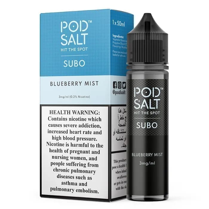 Pod salt subo 3mg/ml-50ml - blueberry mist - e-liquid - vapes uae