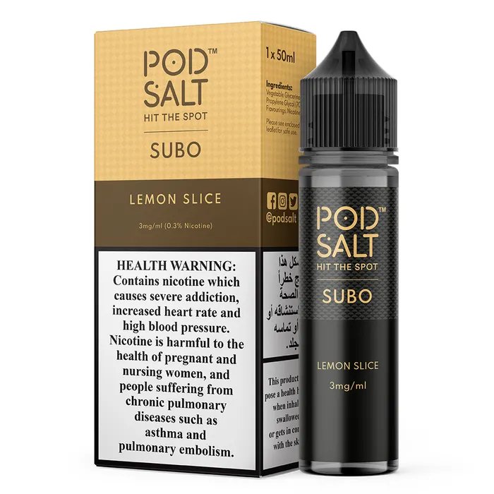 Pod salt subo 3mg/ml-50ml - lemon slice - e-liquid - vapes uae