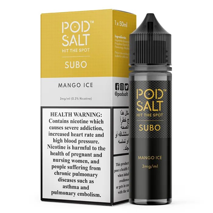 Pod salt subo 3mg/ml-50ml - mango ice - e-liquid - vapes uae