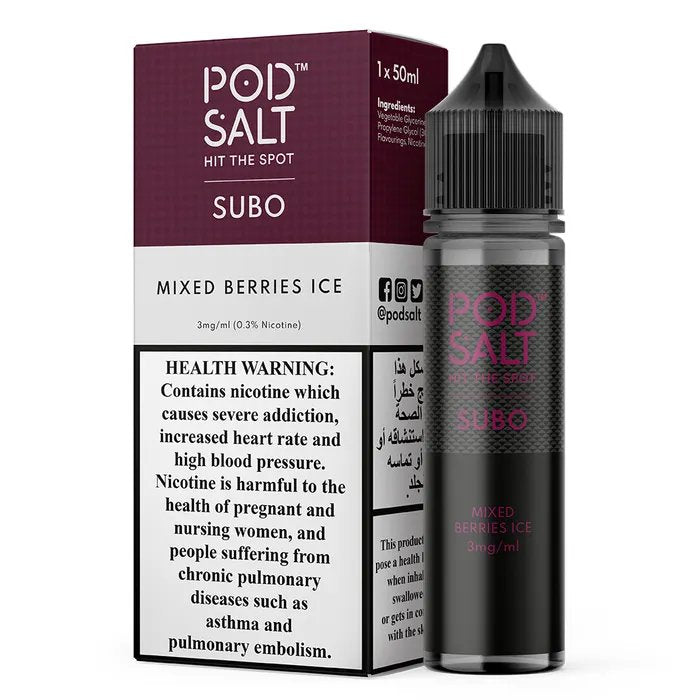 Pod salt subo 3mg/ml-50ml - mixed berries ice - e-liquid - vapes uae