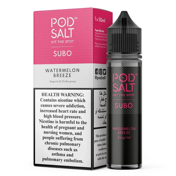 Pod salt subo 3mg/ml-50ml - watermelon breeze - e-liquid