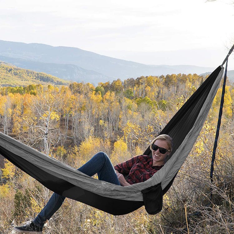 Portable parachute camping hammock with accessories - outdoor living