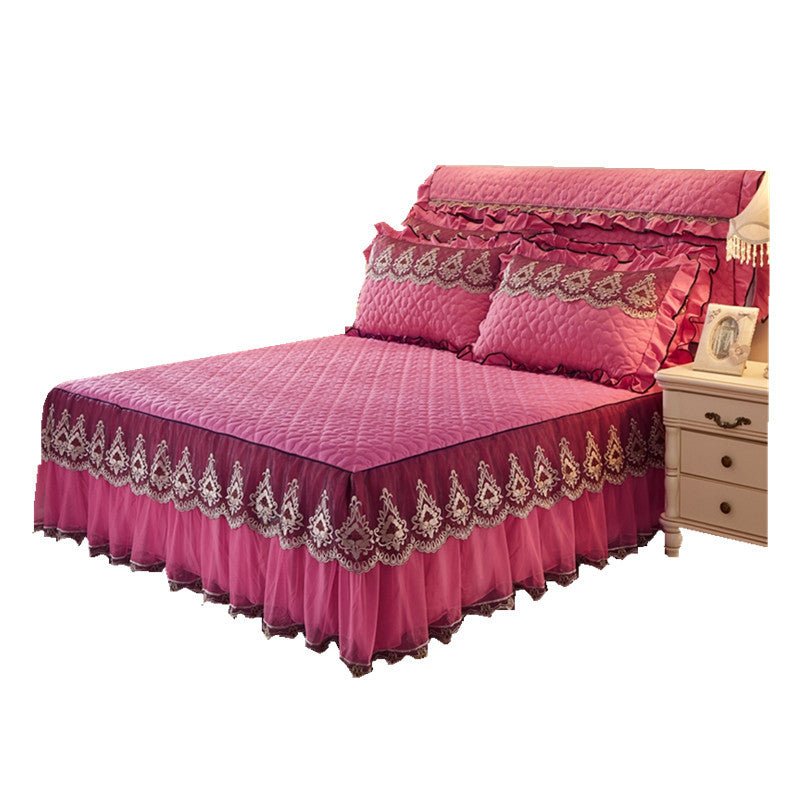 Quilted lace bed skirt liner - quilted lace bed skirt bed liner