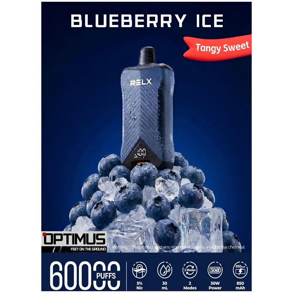 Relx Optimus 60000 Puffs Disposable Vape - Blueberry Ice - Disposable Vape - Vapes Uae