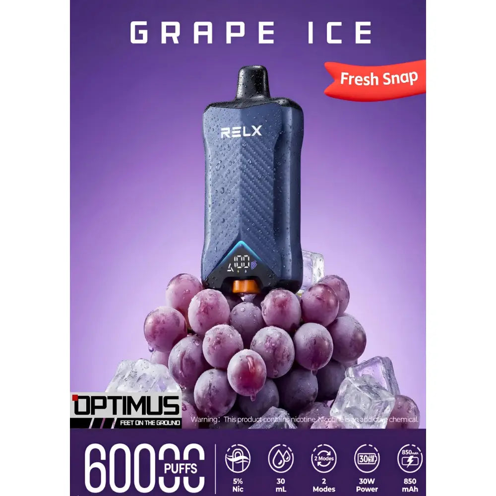 Relx Optimus 60000 Puffs Disposable Vape - Grape Ice - Disposable Vape - Vapes Uae