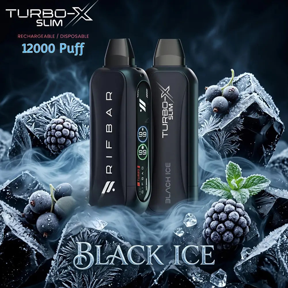 Rifbar Turbo x Slim 12000 Puffs Disposable Vape - Black Ice - Disposable Vape - Vapes Uae