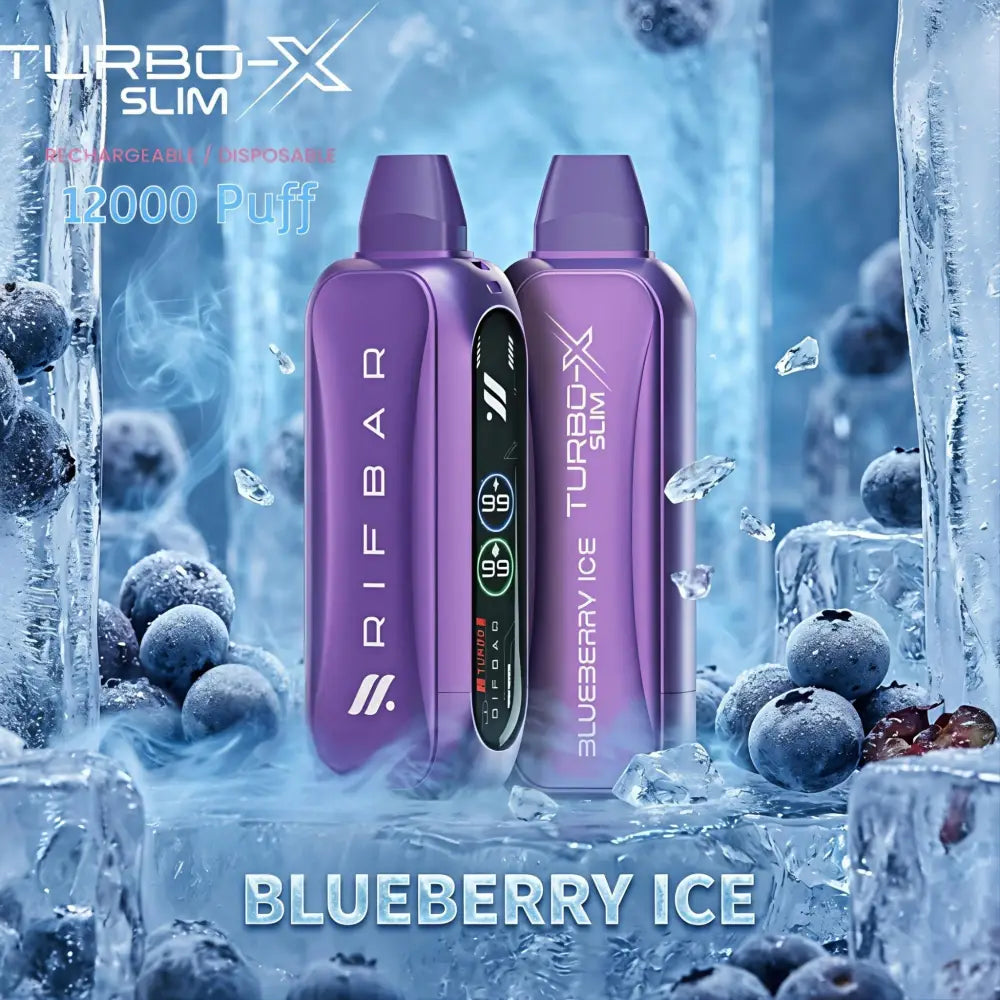 Rifbar Turbo x Slim 12000 Puffs Disposable Vape - Blueberry Ice - Disposable Vape - Vapes Uae