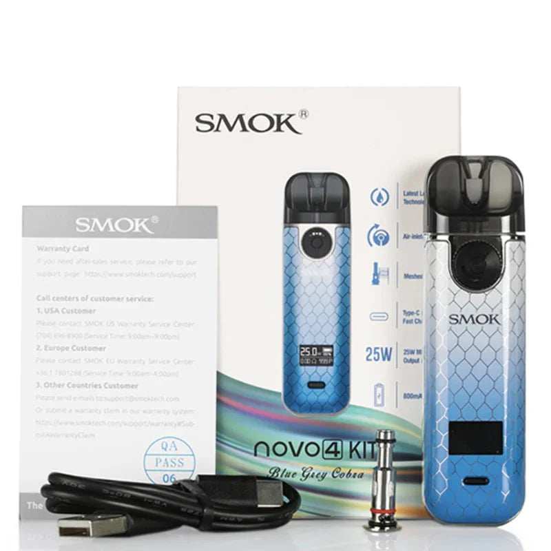 Smok novo 4 pod system kit - blue grey cobra - vape device