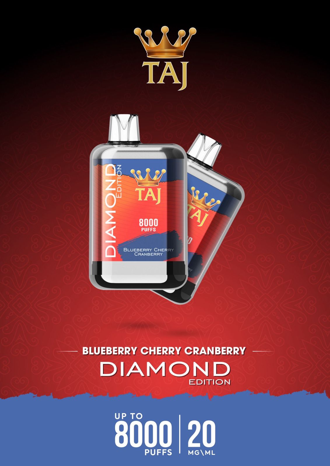 Taj 8000 puffs diamond edition - blueberry cherry cranberry - disposable vape