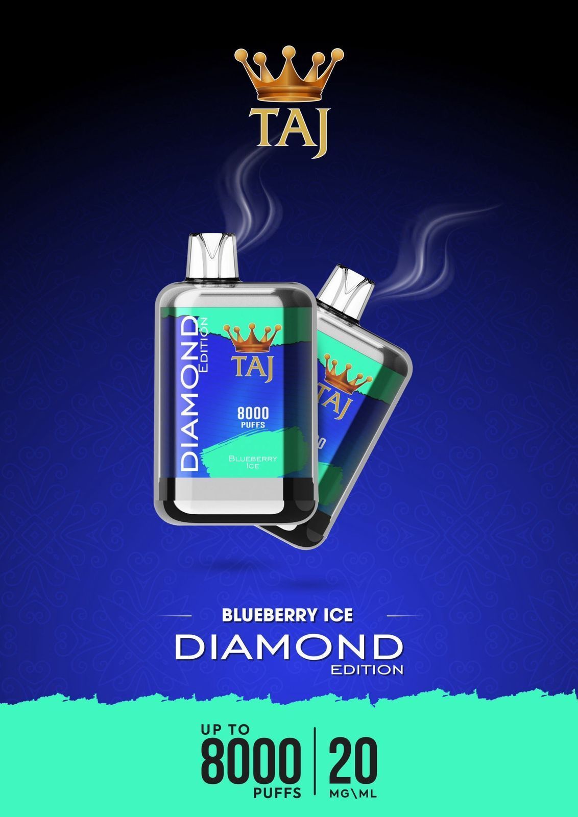 Taj 8000 puffs diamond edition - blueberry ice - disposable vape - vapes uae