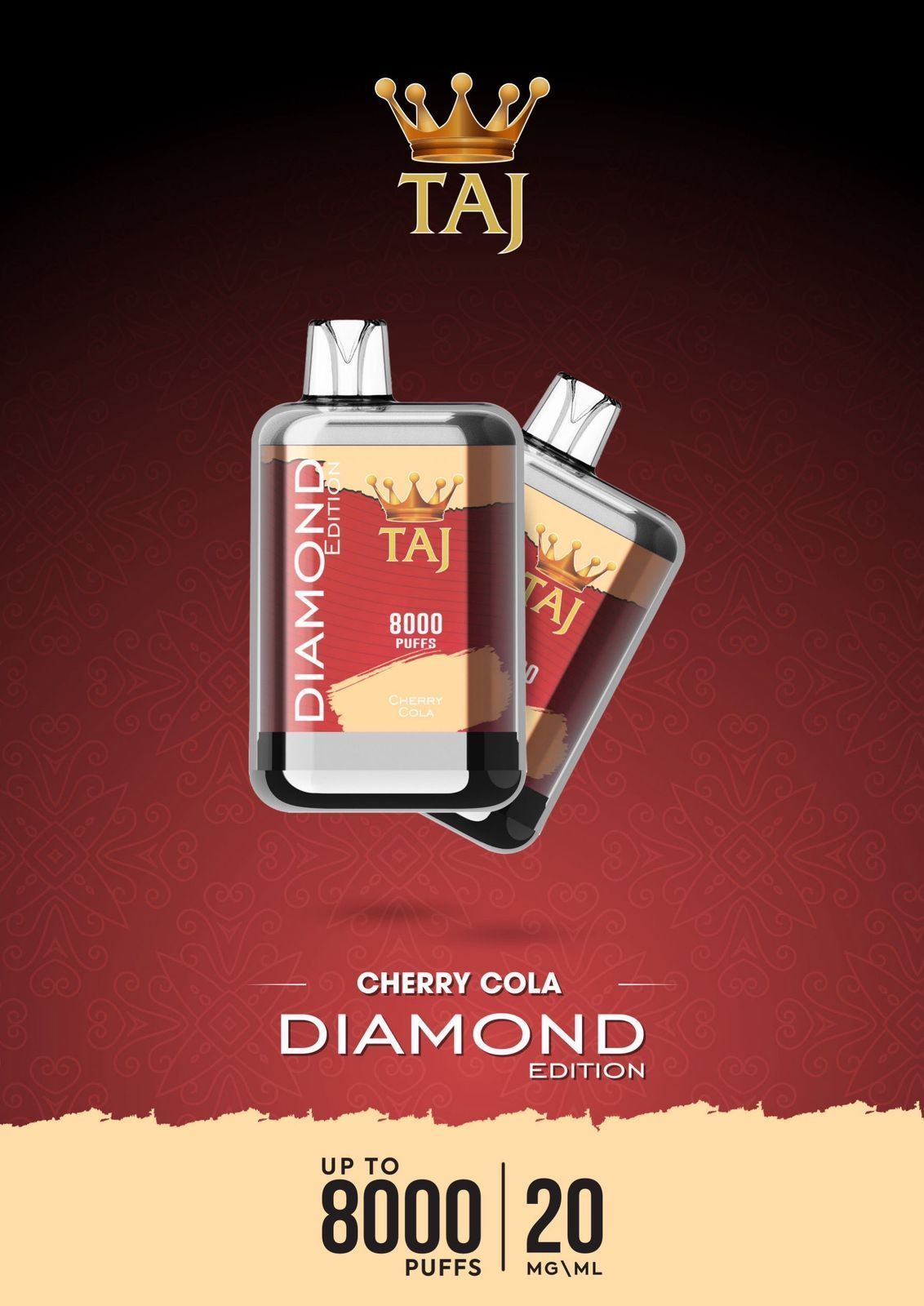 Taj 8000 puffs diamond edition - cherry cola - disposable vape - vapes uae