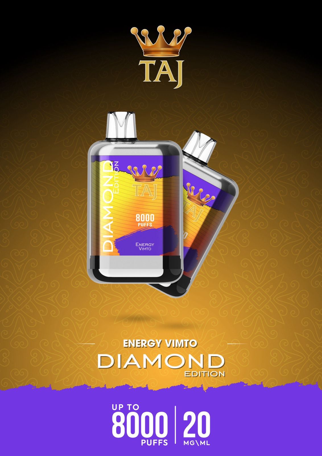 Taj 8000 puffs diamond edition - energy vimto - disposable vape