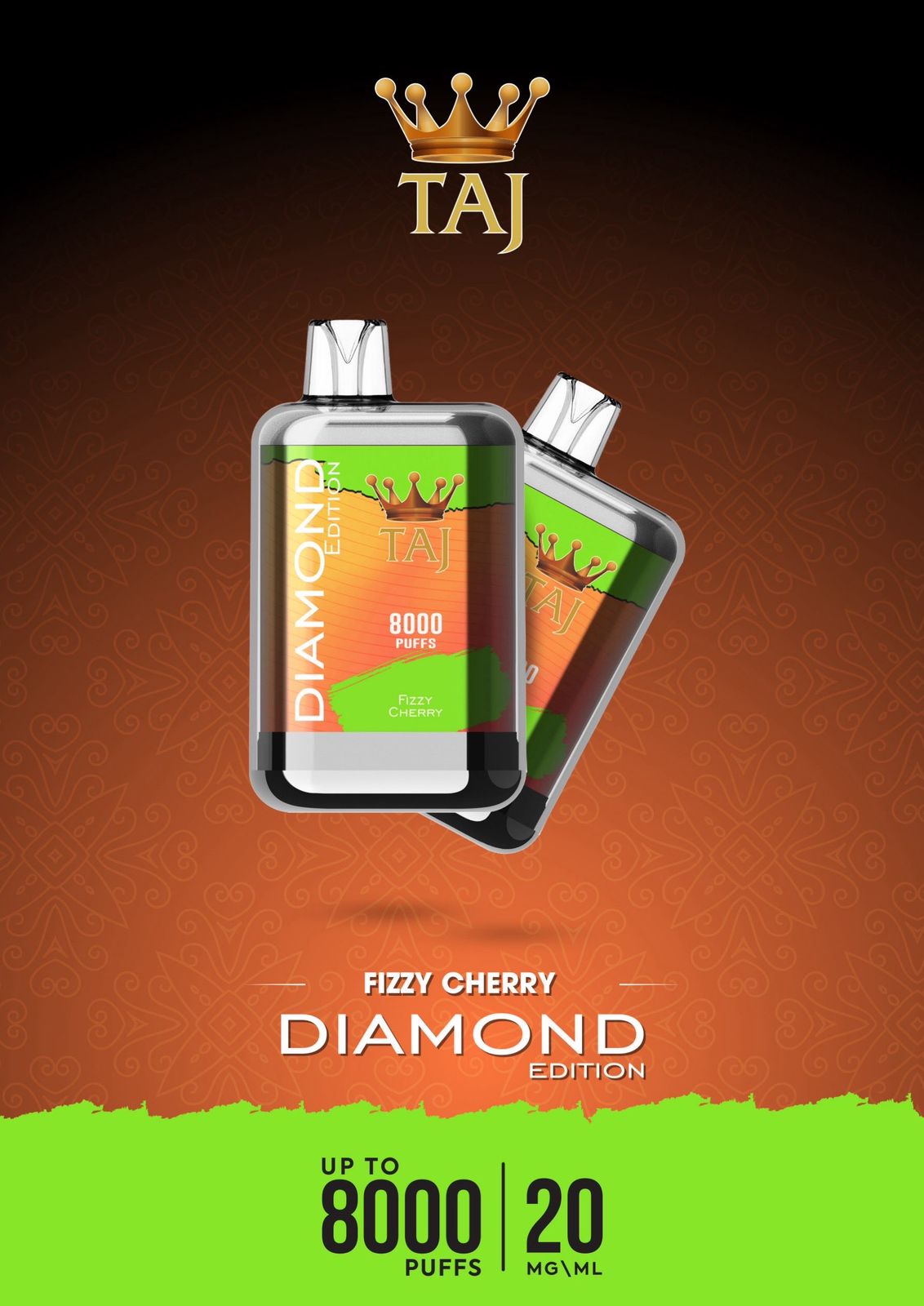 Taj 8000 puffs diamond edition - fizzy cherry - disposable vape - vapes uae