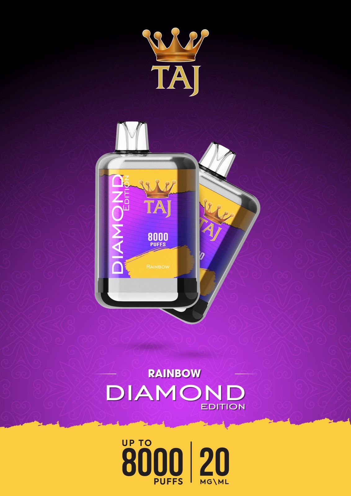 Taj 8000 puffs diamond edition - rainbow - disposable vape - vapes uae